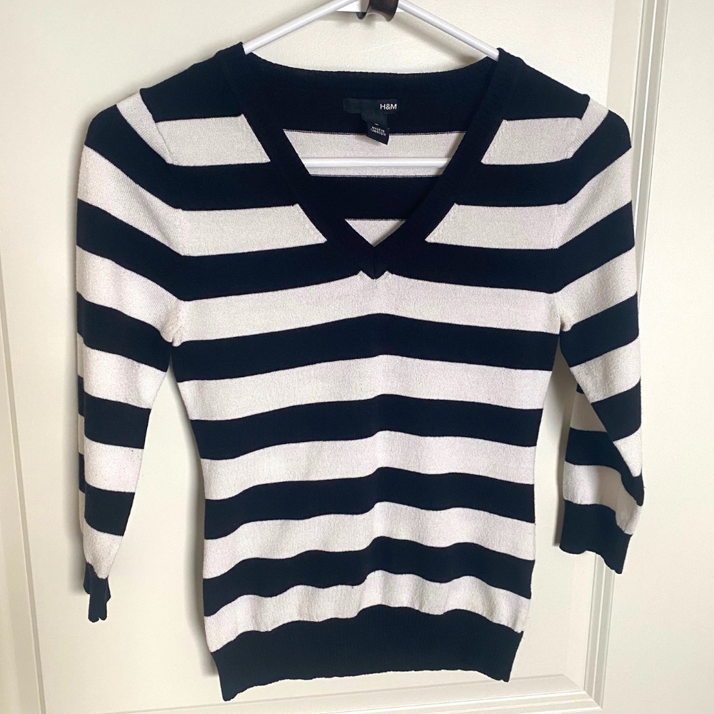 H&M Black & White Striped Sweater - Small (EUC)